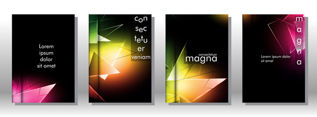 Wall Mural - set the book cover the background of the light Triangle. Abstract composition of 3D triangles. Modern geometric backgrounds isolated black