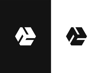 Wall Mural - Minimalistic hexagonal geometric logo. Black white version.