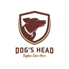 Canvas Print - dog head shield logo design template