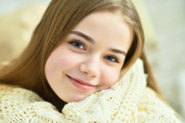 Close up portrait of beautiful teen girl