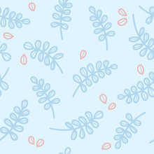 Blue Floral Wallpaper In The Style Of Baroque. A Seamless Vector Background. Floral Pattern.