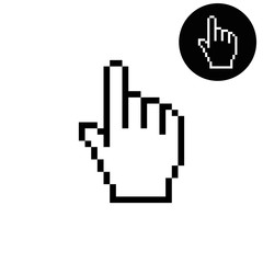 Fototapete - pixel hand -  white vector icon