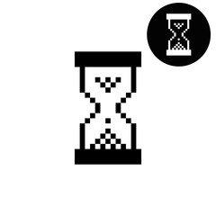 Fototapete - pixel hourglass -  white vector icon