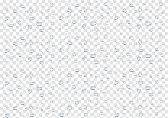 different shape of small waterdrops vector isolated on transparency background, glass bubble drop co