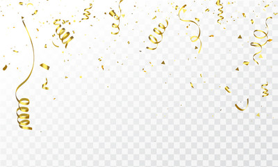 Wall Mural - Celebration background template with confetti and gold ribbons. luxury greeting rich card.