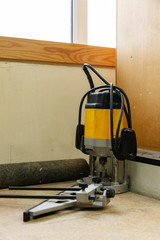 Wall Mural - Woodworking shop. Machine tools, tools, devices for processing wood products.