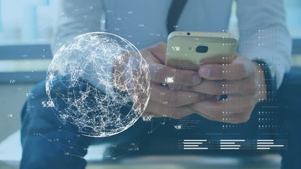 Poster - Globe spinning with data and connection network
