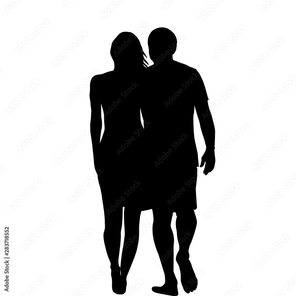 Silhouettes of hugging couple Stock Vector | Adobe Stock