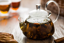 Fruit Tea In A Glass Teapot