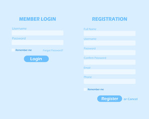 Aufkleber - Login and registration page. Member login and registration form.