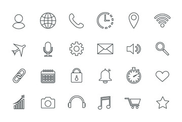 Poster - Set of web icons. Contour icons.