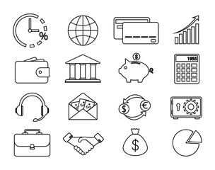 Aufkleber - Set of financial and banking icons. Contour icons.