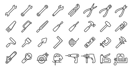 tool icon set (thin line version)