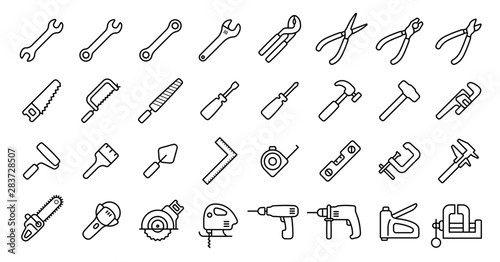 Cuadros en Lienzo Tool Icon Set (Thin Line Version)