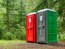 Chemical Toilets In The Forest At Summer