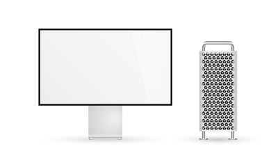 Poster - Realistic set computer desktop and monitor illustration vector illustrator Ai EPS