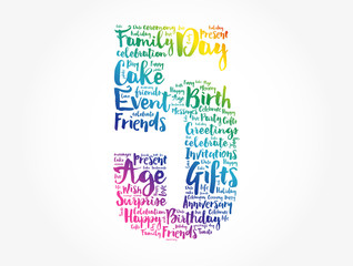 Happy 5th birthday word cloud collage concept