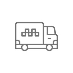 Sticker - Vector cargo taxi, truck, delivery line icon.