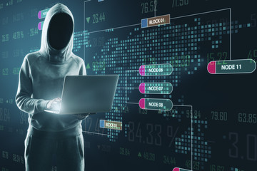 Poster - Hacker using glowing big data interface