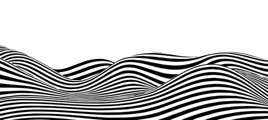 Aufkleber - Black and white abstract wave. Optical illusion. Twisted vector illustration.