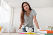 © weedezign - Asian woman freelancer upset with work problem with laptop on mess table.work at home concept.stress working