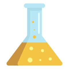Poster - Yellow liquid flask icon. Flat illustration of yellow liquid flask vector icon for web design