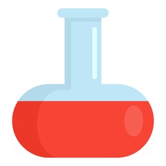 Poster - Red liquid flask icon. Flat illustration of red liquid flask vector icon for web design