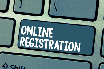 Aufkleber - Text sign showing Online Registration. Conceptual photo Process to Subscribe to Join an event club via Internet.