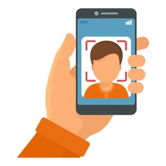 Poster - Smartphone face recognition icon. Flat illustration of smartphone face recognition vector icon for web design