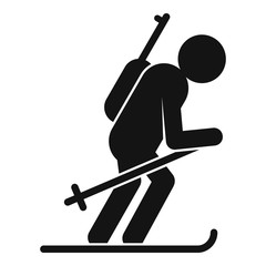 Canvas Print - Biathlon skiing icon. Simple illustration of biathlon skiing vector icon for web design isolated on white background