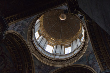 Wall Mural - Inside view of dome, interior view of Sant'Ambrogio e Carlo al Corso Church, Rome, Italy.