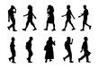 © Surachat Khongkhut - Black men and women on white background, Silhouette people walking vector set