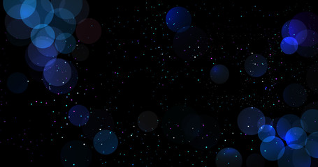 Wall Mural - abstract blue bokeh background glitter blurry lights with circles. christmas or new year holiday car