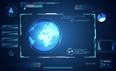 Fototapete - Abstract health medical world ui futuristic hud interface hologram science healthcare icon digital technology science concept modern innovation,Treatment,medicine on hi tech future blue background