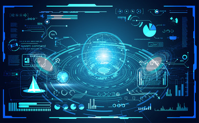 Poster - abstract technology ui futuristic concept hud interface hologram elements of digital data chart, com