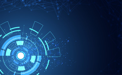 Poster - Modern Abstract technology concept communication circle digital on blue background.
