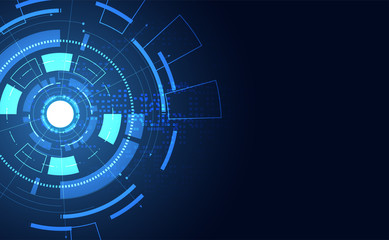 Poster - modern abstract technology concept communication circle digital circuits on blue background and inno