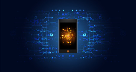 Poster - abstract technology digital on smartphone futuristic digital network connect on hi tech background.vector illustration