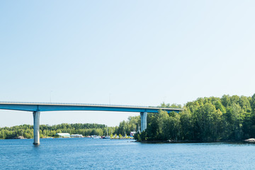 Luukkaansalmi bridge in Lappeenranta, Finland. View from the lake Saimaa.