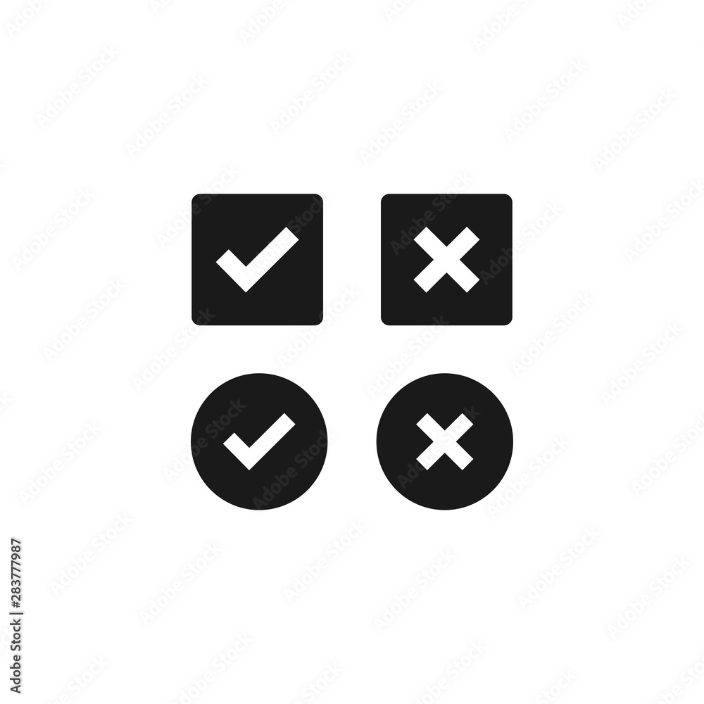 Tick and cross icon, check mark icon symbol vector. check mark and ...