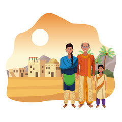 Wall Mural - indian family india cartoon