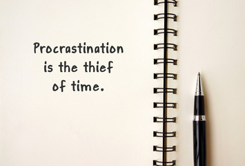 Wall Mural - Motivational and inspirational quotes - Procrastination is the thief of time.