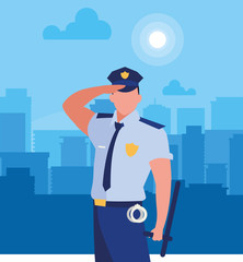 Canvas Print - police officer law character vector ilustration