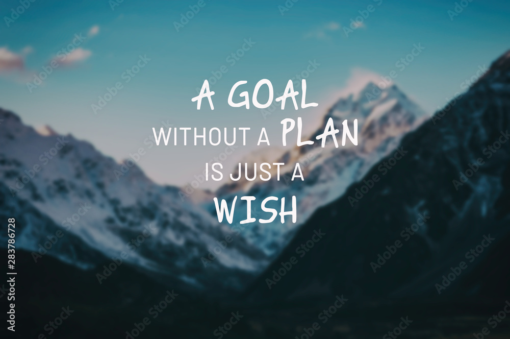 Inspirational life quotes - A goal without a plan is just a wish. - obrazy, fototapety, plakaty 
