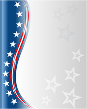 American Flag Symbols Background Frame Border With Stars And Empty Grey Space For Your Text.