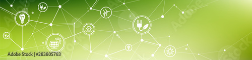 Fotografía renewable energy icon banner: alternative & ecological electricity sources – vec
