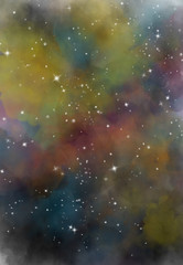 Wall Mural - Star field in galaxy space with nebula, abstract watercolor digital art painting for texture background