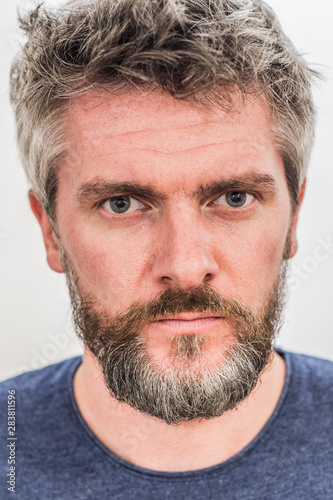 Gray Hair Blue Eye 40 Year Old Man Portrait Buy This Stock