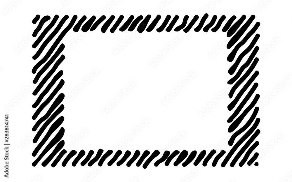 Ragged Sign Scetch Scribble thick hatching along the rim frame rectangle. Hand drawn ...