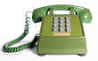 © The Toidi - Retro push button rotary dial telephone. Vintage avocado green landline phone.